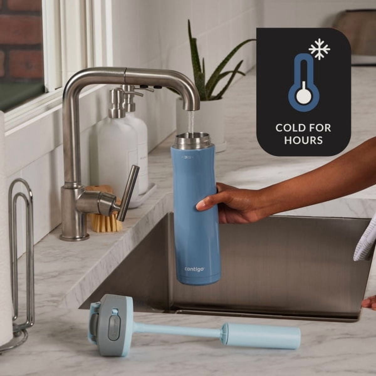 Contigo 24 oz. Wells Chill Stainless Steel Filter Bottle w/ Filters - Dark Ice 5I40