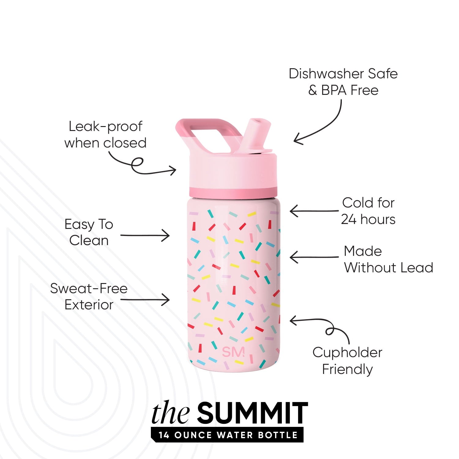 Simple Modern 14oz Summit Water Bottle with Straw Lid | Confetti TJ28