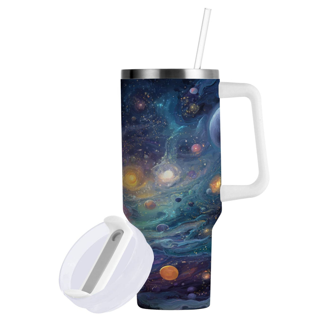 30 oz Insulated Stainless Steel Tumbler Double Wall Stainless Steel Tumbler with 2-Way Drinking Vibrant and Colorful Universe I0U6