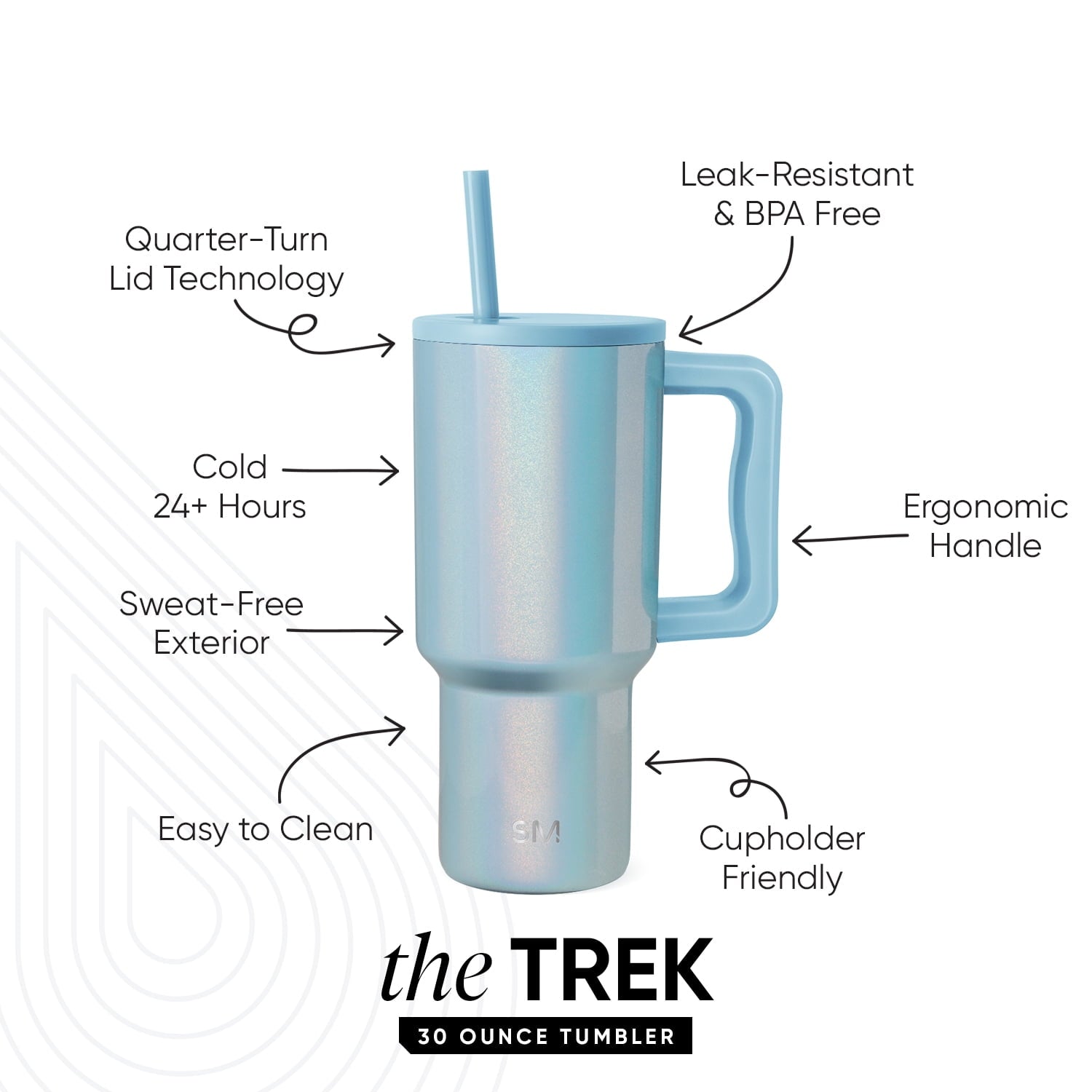 Simple Modern 30 fl oz Insulated Stainless Steel Trek Tumbler with Straw Lid | Seaglass Sage and Cream Checkmate YPTM