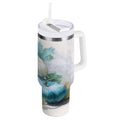 40 oz Insulated Stainless Steel Tumbler Double Wall Stainless Steel Tumbler with 2-Way Drinking Watercolor Pumpkins and Leaves CSYZ
