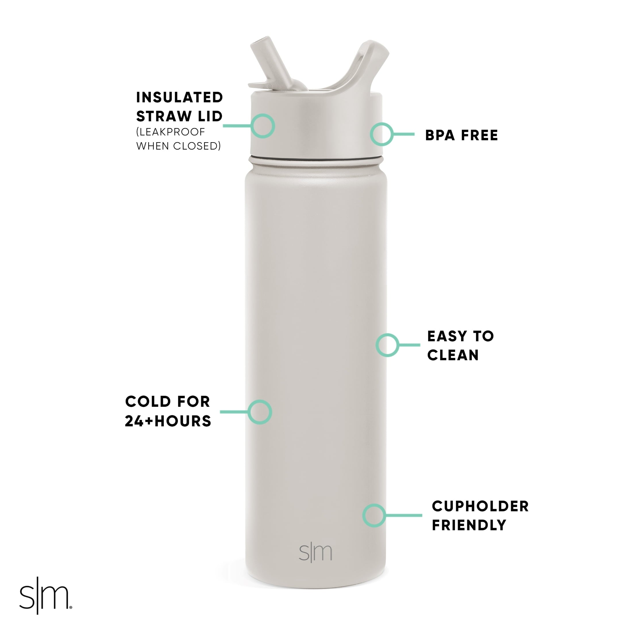 Simple Modern Summit Water Bottle Straw Lid Vacuum Insulated Stainless Steel Bottle | 22 fl oz 24MX