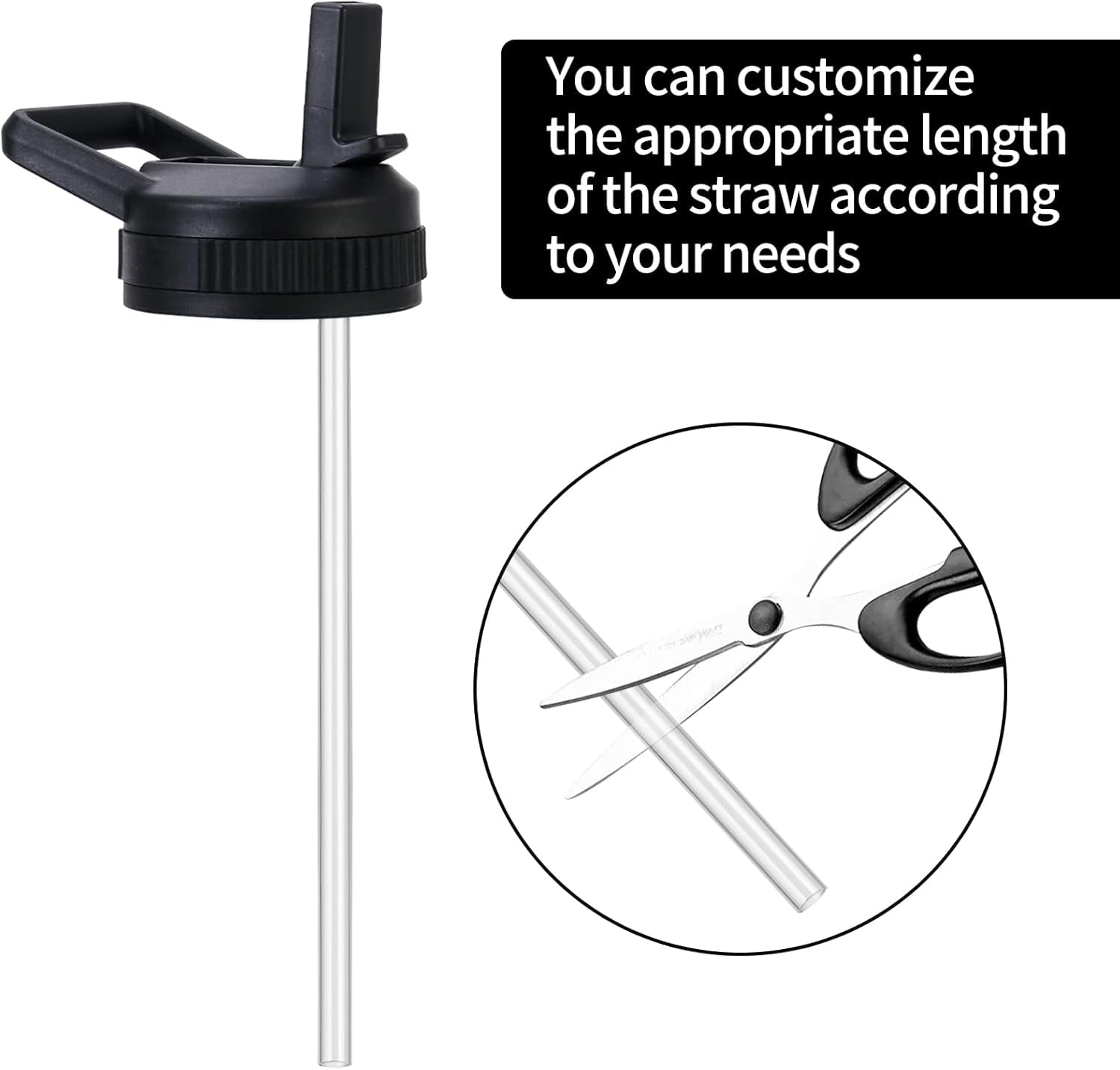 Straw Lid Compatible with Nalgene Water Bottles 32 OZ, BPA-Free Straws Lid with Handle for Nalgene Wide Mouth, Replacement Bottle Cap Accessories with 2 Straws and 1 Straw Brush TN6D