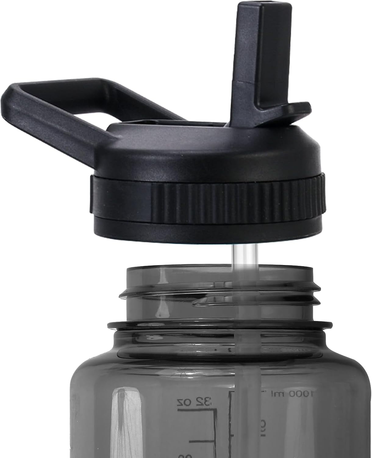Straw Lid Compatible with Nalgene Water Bottles 32 OZ, BPA-Free Straws Lid with Handle for Nalgene Wide Mouth, Replacement Bottle Cap Accessories with 2 Straws and 1 Straw Brush TN6D