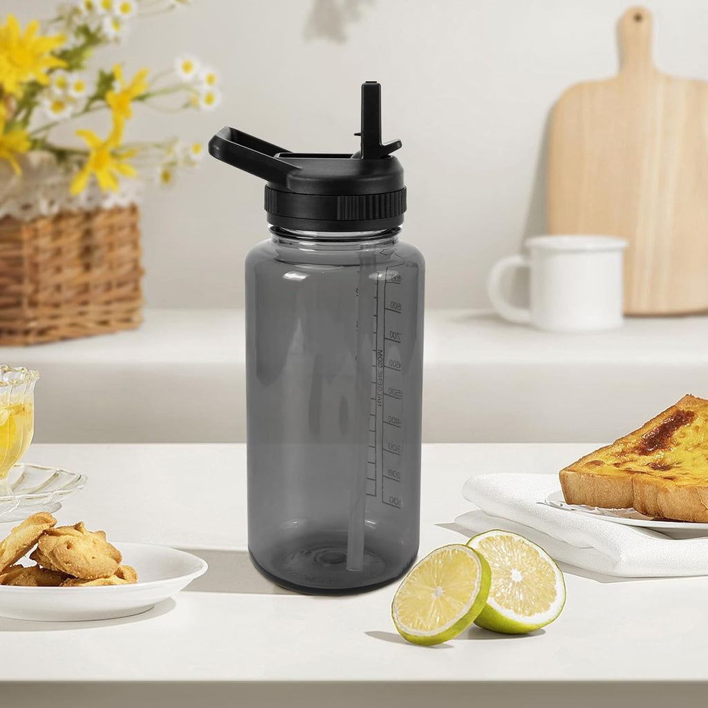 Straw Lid Compatible with Nalgene Water Bottles 32 OZ, BPA-Free Straws Lid with Handle for Nalgene Wide Mouth, Replacement Bottle Cap Accessories with 2 Straws and 1 Straw Brush TN6D