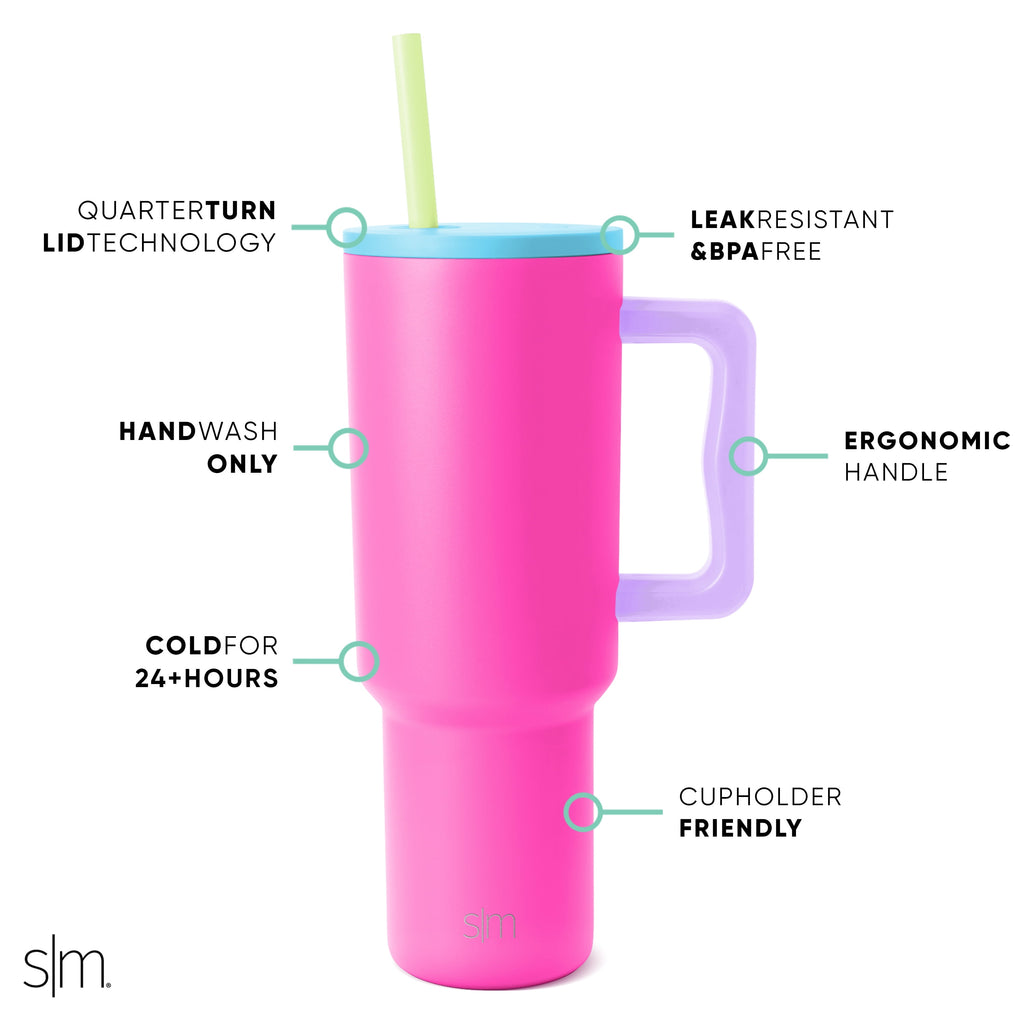 Simple Modern 40 fl oz Insulated Stainless Steel Trek Tumbler with Straw Lid | 80s Mix VCO2