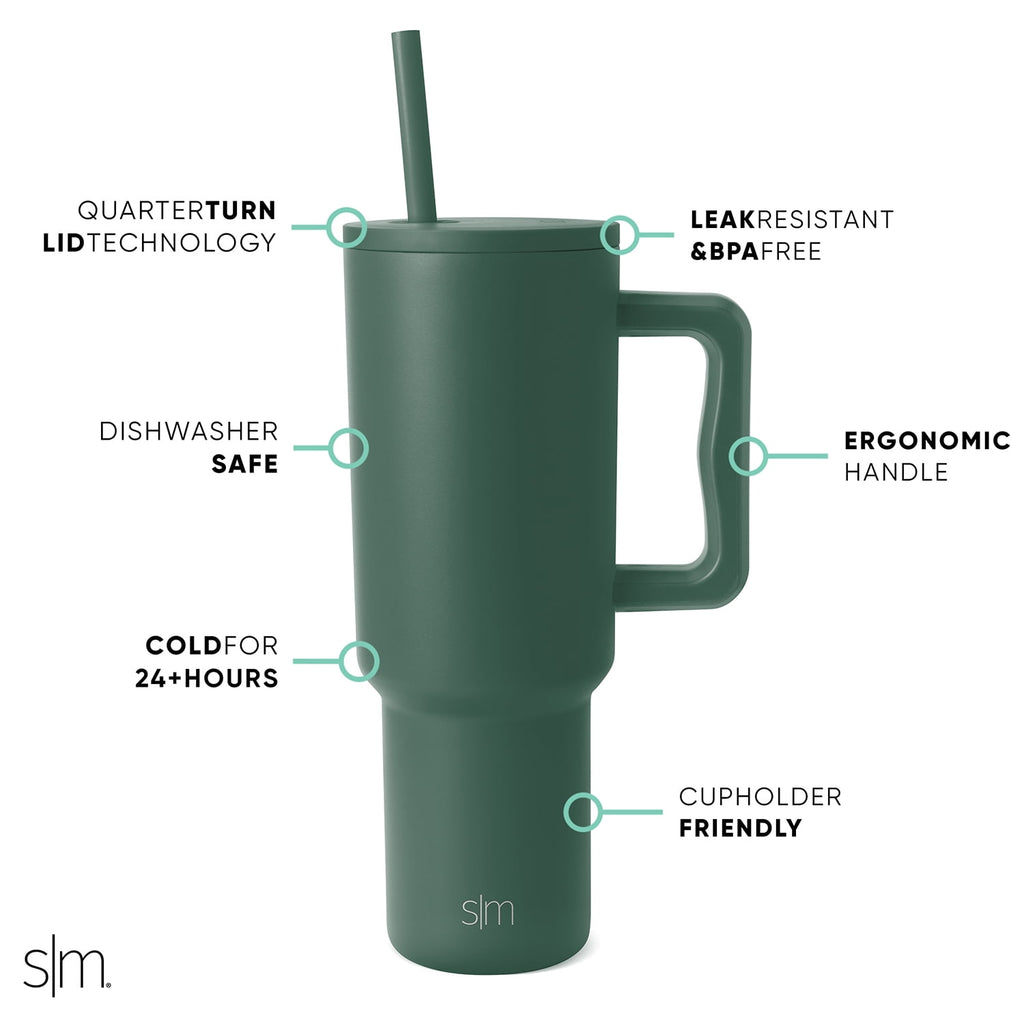 Simple Modern 40 fl oz Insulated Stainless Steel Trek Tumbler with Straw Lid | 80s Mix VCO2