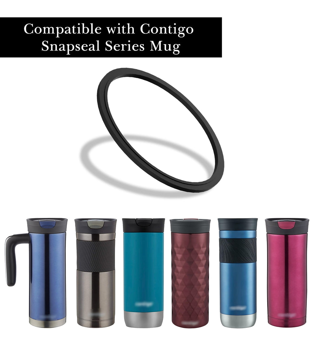 Linkidea 6 Pack Water Bottle Gasket Replacement Compatible with Contigo Byron Snapseal Travel Mug 16oz/20oz, Silicone O Ring Leak Proof Rubber Seal with Tweezer for Bottle Lid, Black GMQ3