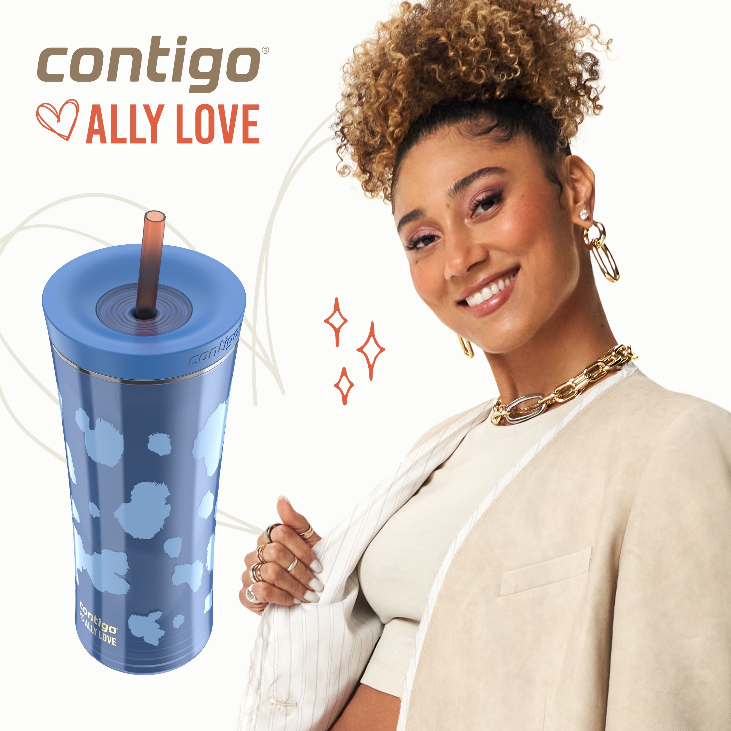 Contigo 20oz Shake &amp; Go Tumbler, Plastic with Straw, Stellar Jay Cowhide Couture HRSI