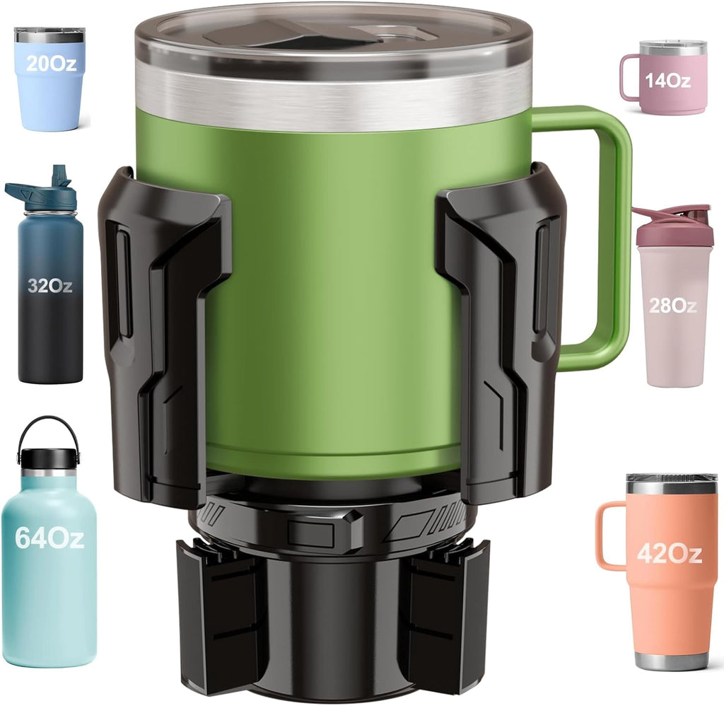 Cup Holder Expander: One-Button Open, Universal, Adjustable Holder(Diameter 2.6"- 4.8"), Cup Holder Expander for , , Nalgene, Takeya, Camelbak, Ramblers, , Tumblers, Mugs UEKO