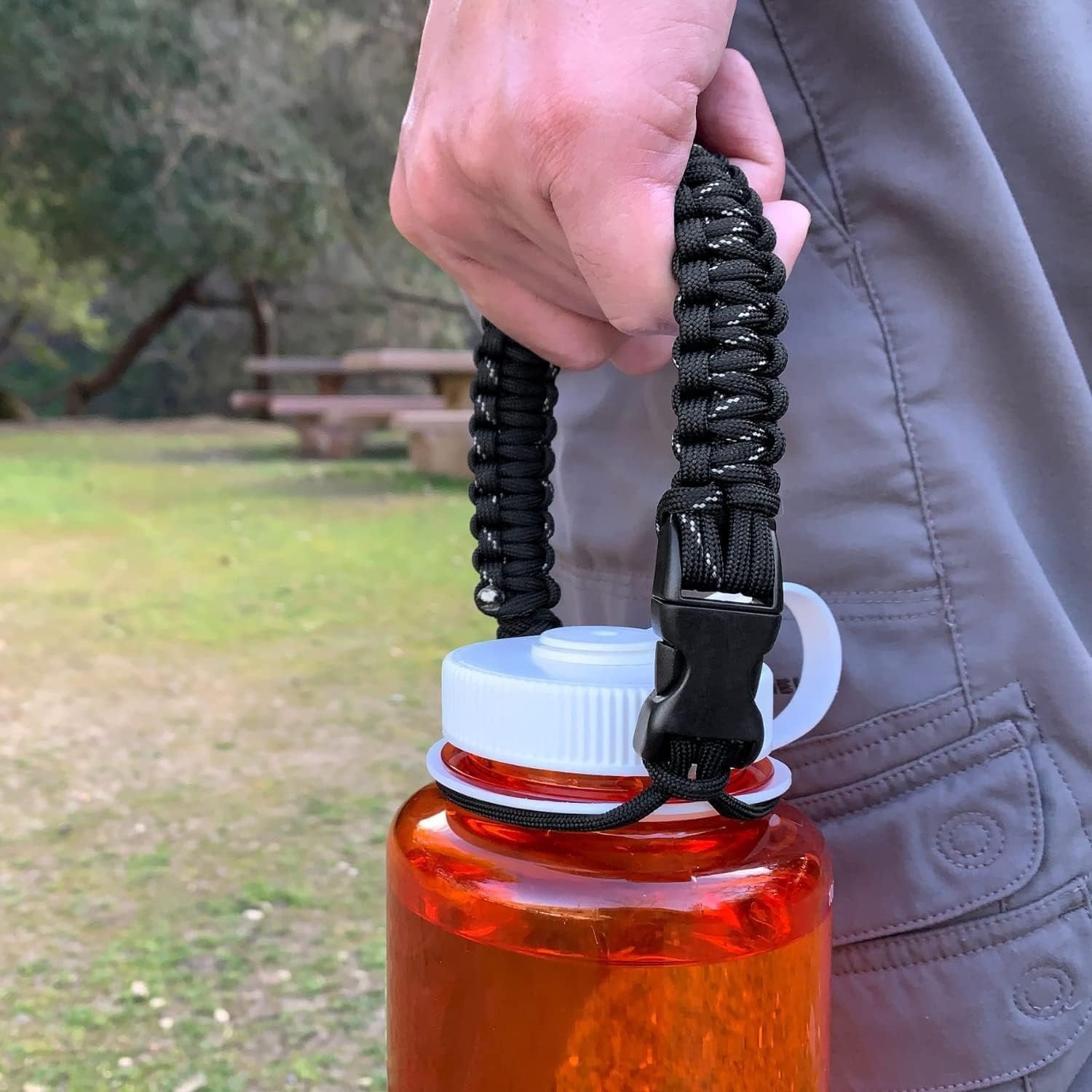 Hydrocord Handle for Nalgene Water Bottles, Fits Wide Mouth Water Bottles, Durable Carrier, Secure Accessories, Compatible with 32oz, 36oz, 48oz Water Bottle (Black) IC98