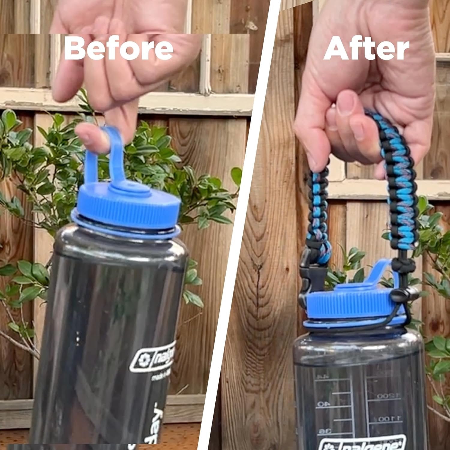 Hydrocord Handle for Nalgene Water Bottles, Fits Wide Mouth Water Bottles, Durable Carrier, Secure Accessories, Compatible with 32oz, 36oz, 48oz Water Bottle (Black) IC98