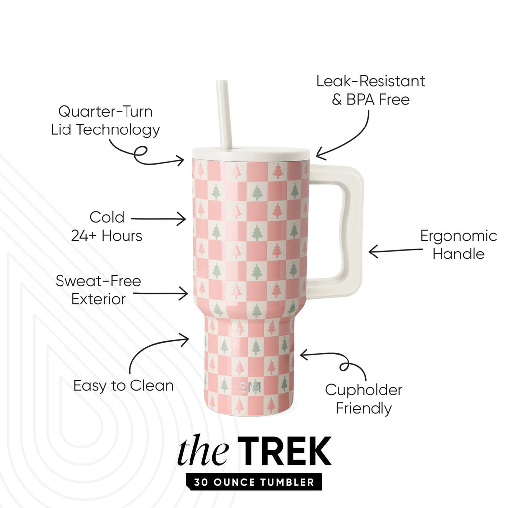 Simple Modern 30 fl oz Insulated Stainless Steel Trek Tumbler with Straw Lid | Seaglass Sage and Cream Checkmate YPTM