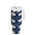 30 oz Insulated Stainless Steel Tumbler Double Wall Stainless Steel Tumbler with 2-Way Drinking Watercolor White Pumpkins USCI
