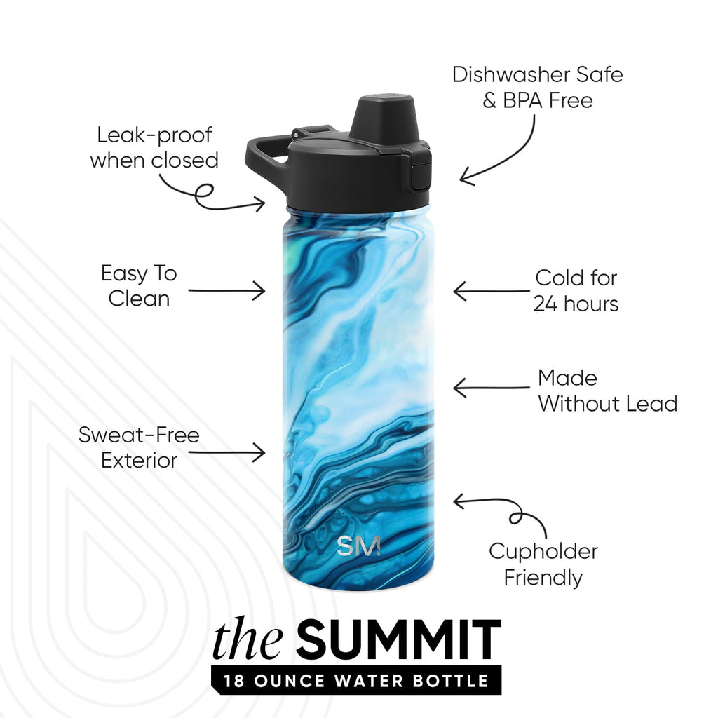 Simple Modern 18 fl oz Insulated Stainless Steel Summit Water Bottle with Covered Silicone Straw Lid | Sweet Taffy C5MR