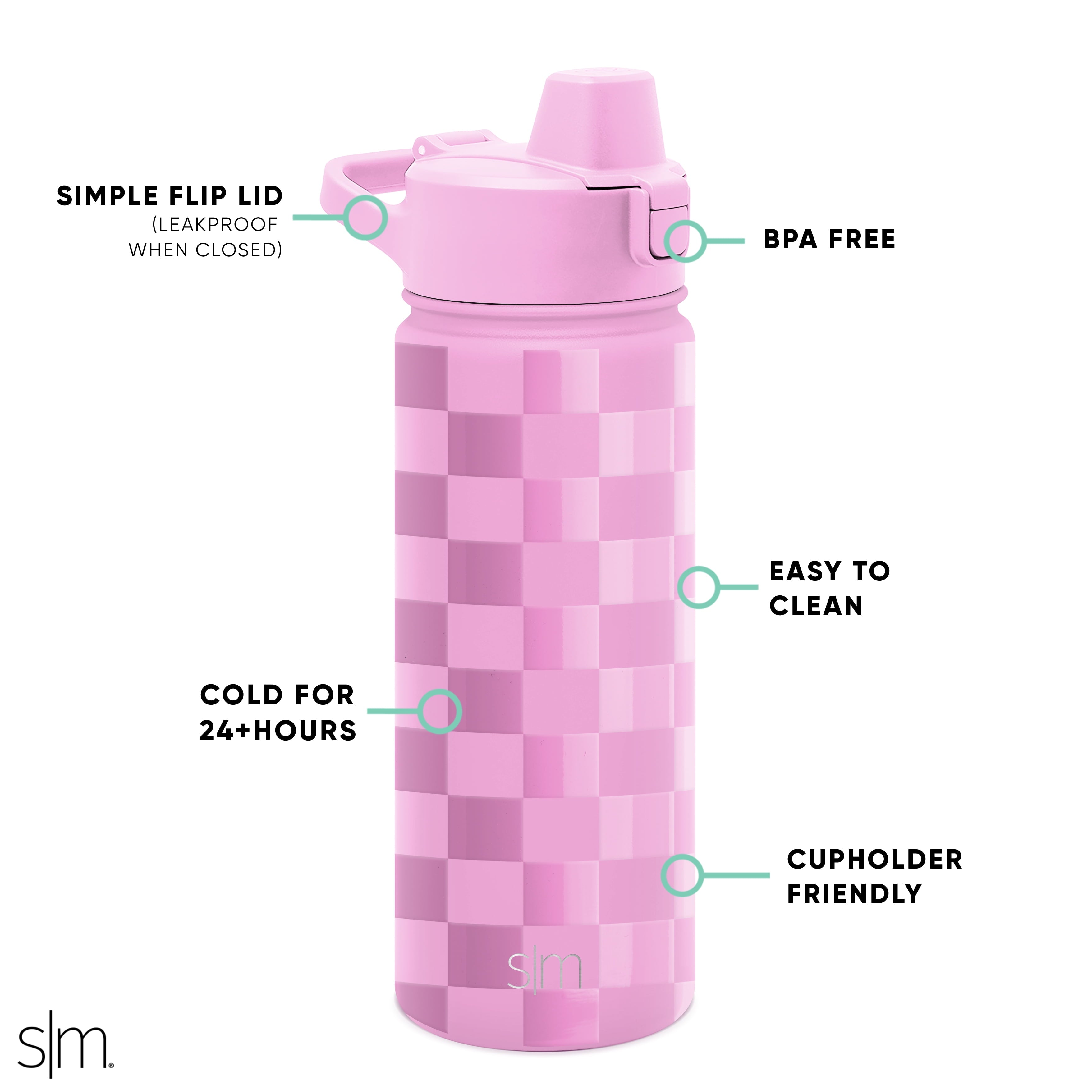 Simple Modern 18 fl oz Insulated Stainless Steel Summit Water Bottle with Covered Silicone Straw Lid | Sweet Taffy C5MR