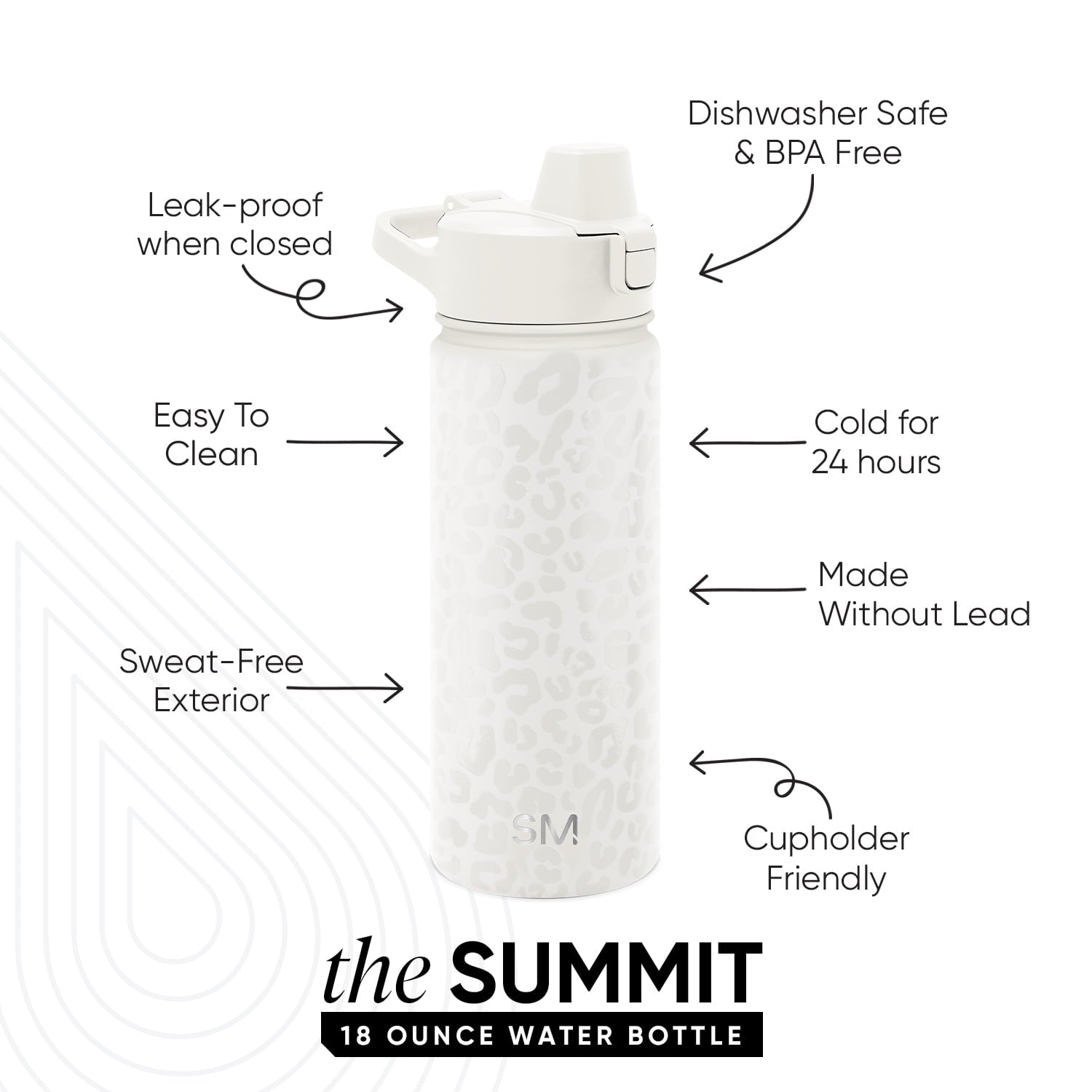 Simple Modern 18 fl oz Insulated Stainless Steel Summit Water Bottle with Covered Silicone Straw Lid | Sweet Taffy C5MR