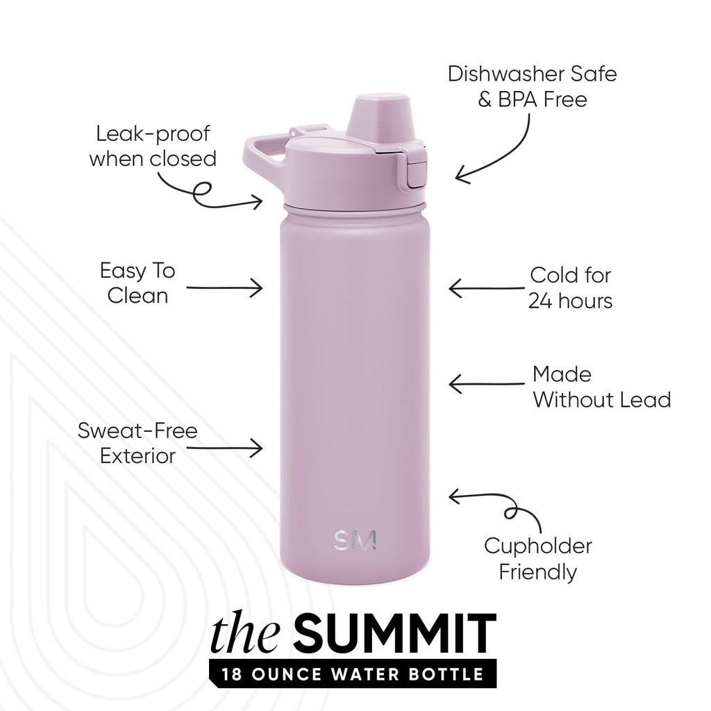Simple Modern 18 fl oz Insulated Stainless Steel Summit Water Bottle with Covered Silicone Straw Lid | Sweet Taffy C5MR