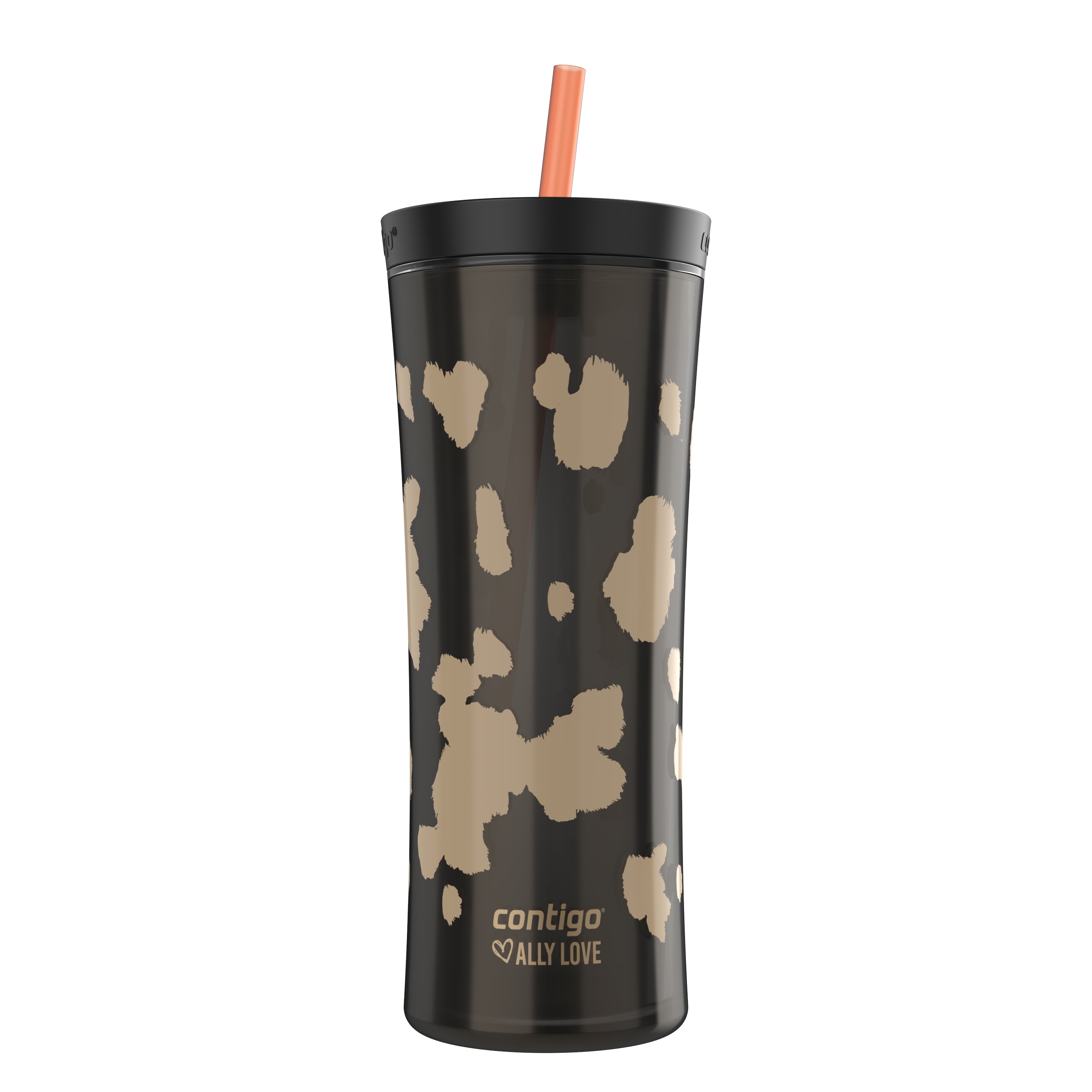 Contigo 20oz Shake &amp; Go Tumbler, Plastic with Straw, Licorice Cowhide Couture UCAX