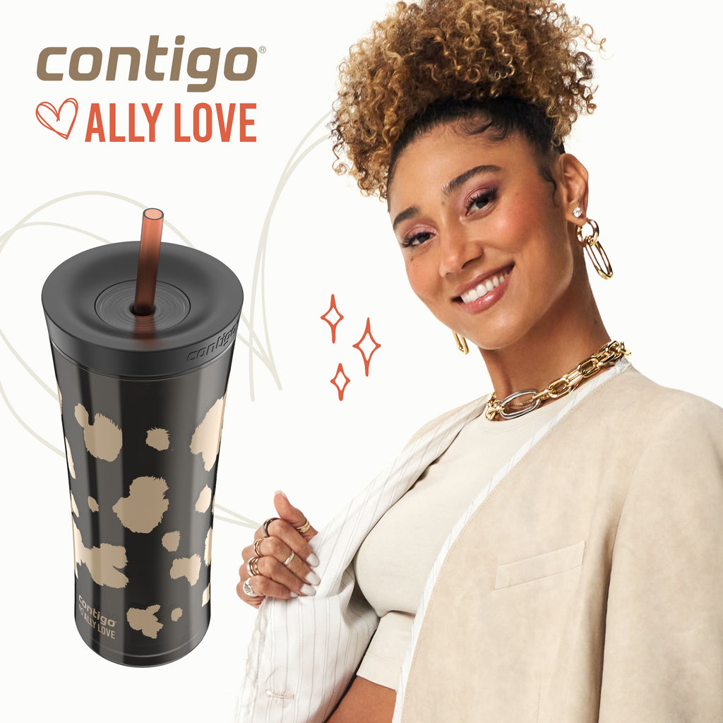 Contigo 20oz Shake &amp; Go Tumbler, Plastic with Straw, Licorice Cowhide Couture UCAX