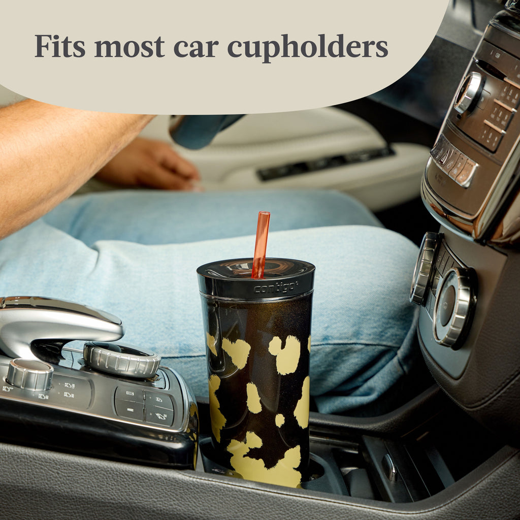 Contigo 20oz Shake &amp; Go Tumbler, Plastic with Straw, Licorice Cowhide Couture UCAX