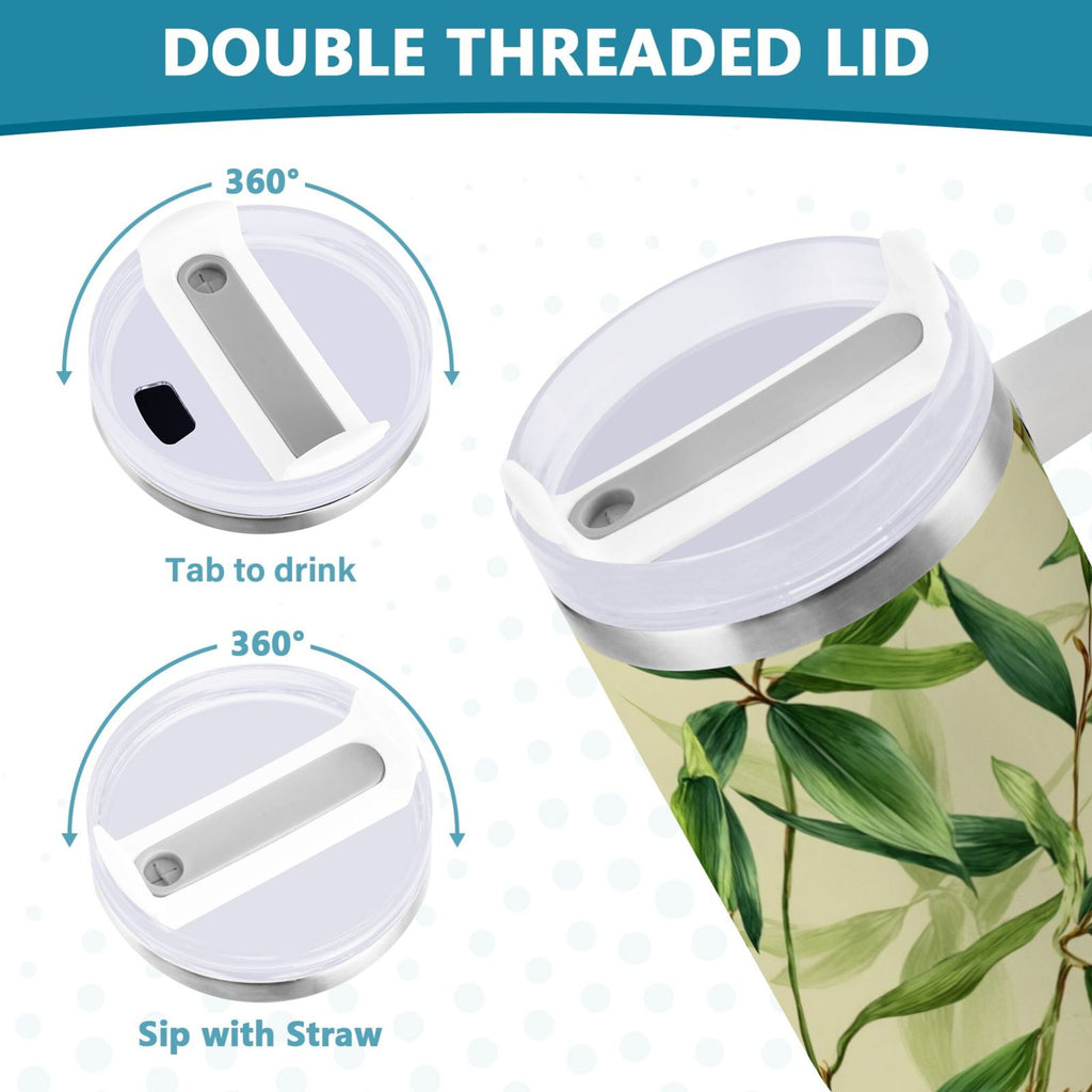 30 oz Insulated Stainless Steel Tumbler Double Wall Stainless Steel Tumbler with 2-Way Drinking Bamboo Pattern UBTU