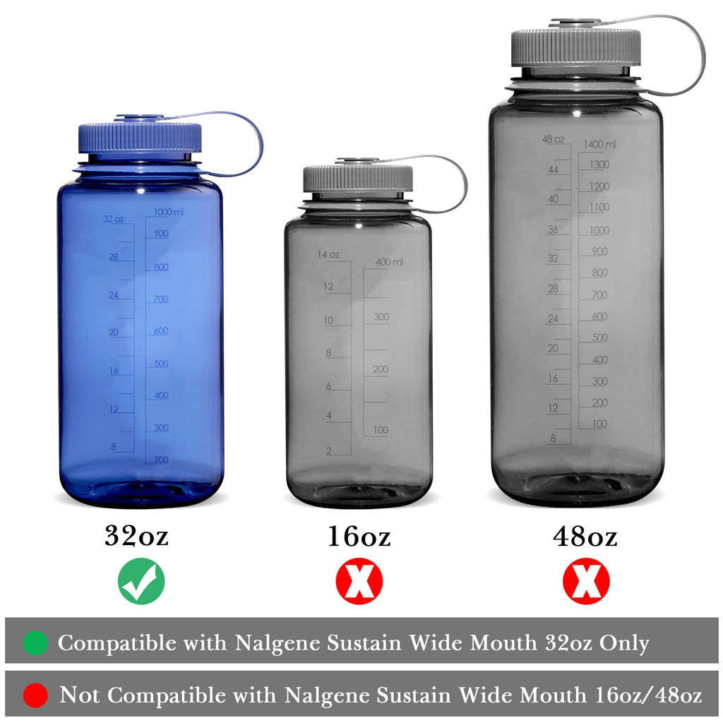 Linkidea 4 Pack Water Bottle Silicone Splashguard Compatible with Nalgene Sustain Wide Mouth 32oz, Anti-Spill Splash Guard for Wide-Necked Bottles with 53mm Opening, Waterbottle Easy Sipper Z7XS