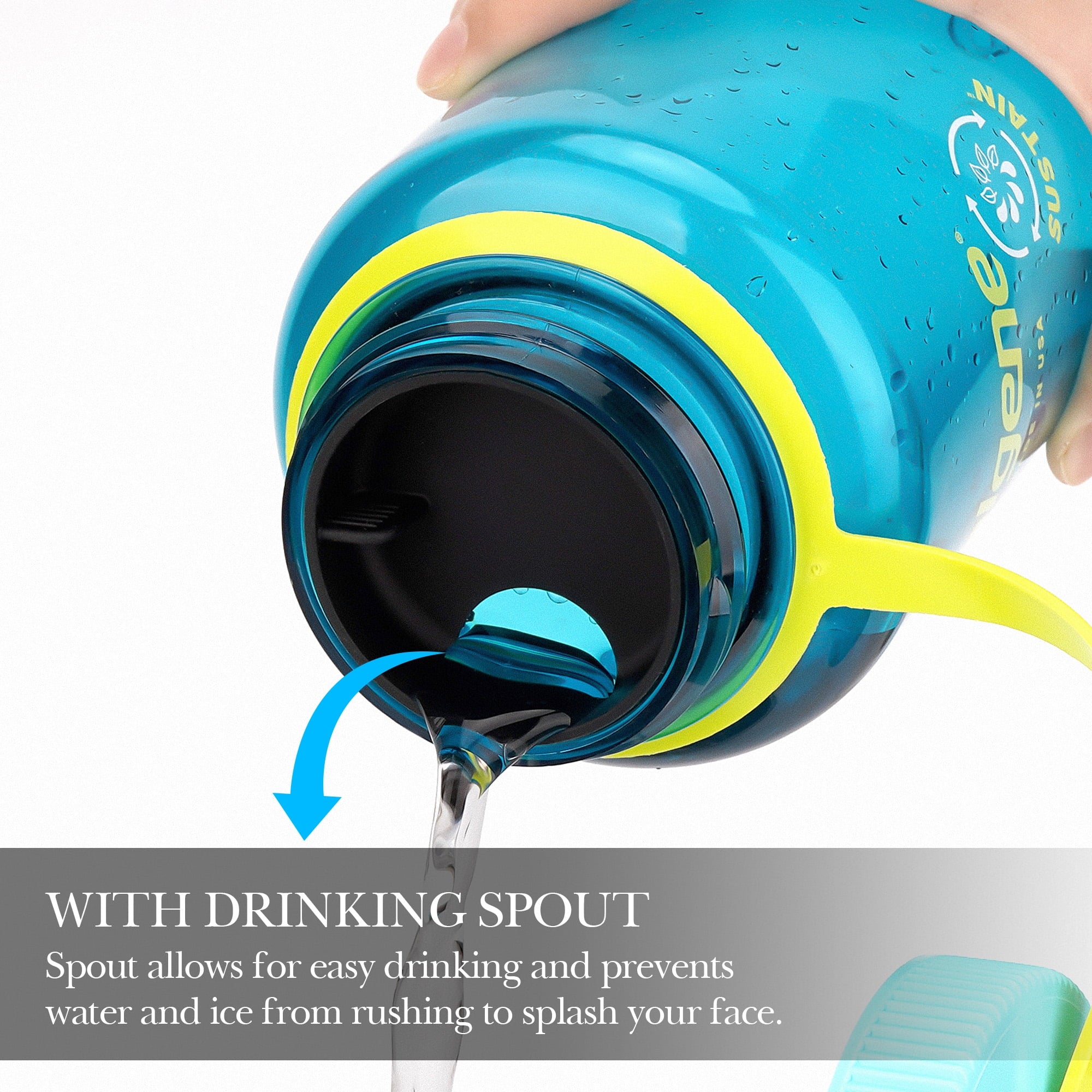 Linkidea 4 Pack Water Bottle Silicone Splashguard Compatible with Nalgene Sustain Wide Mouth 32oz, Anti-Spill Splash Guard for Wide-Necked Bottles with 53mm Opening, Waterbottle Easy Sipper Z7XS