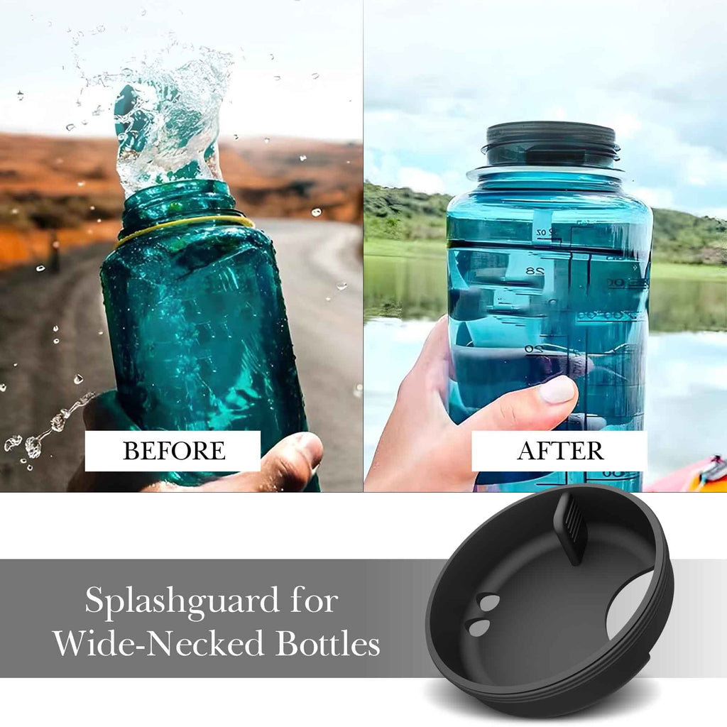 Linkidea 4 Pack Water Bottle Silicone Splashguard Compatible with Nalgene Sustain Wide Mouth 32oz, Anti-Spill Splash Guard for Wide-Necked Bottles with 53mm Opening, Waterbottle Easy Sipper Z7XS