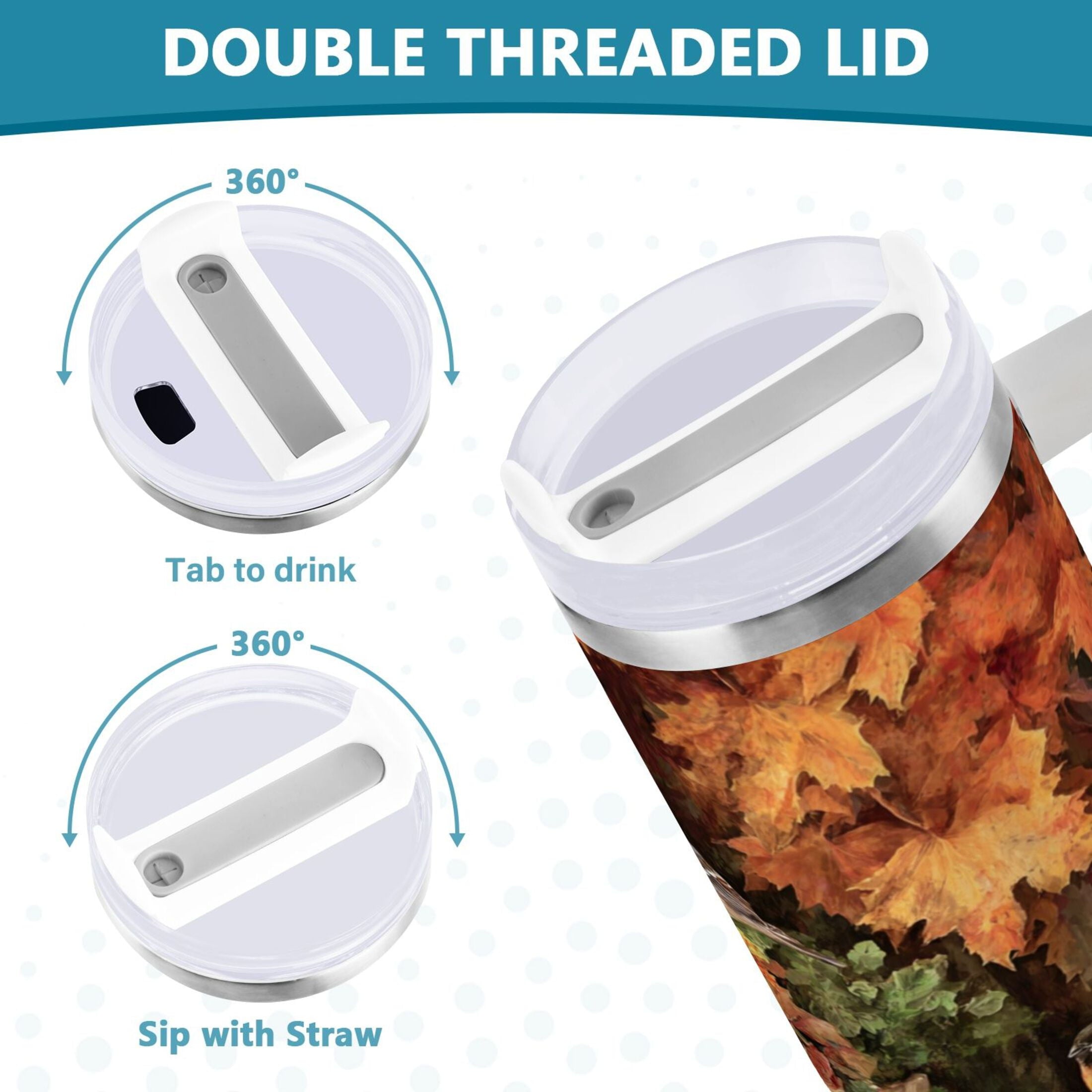30 oz Insulated Stainless Steel Tumbler Double Wall Stainless Steel Tumbler with 2-Way Drinking Beautiful Fall Scene U6SZ
