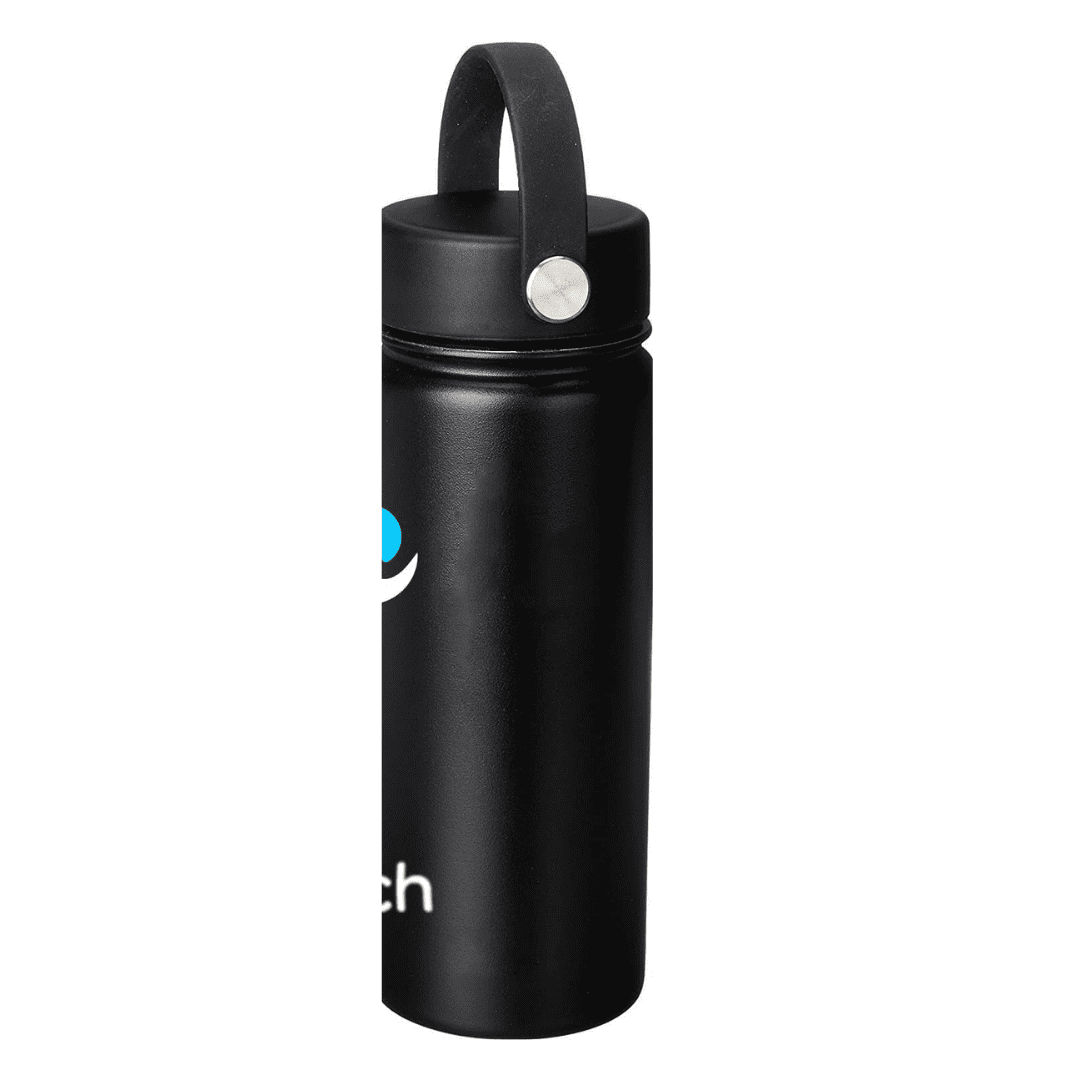 NuRich Sports Water Bottle - 18 Oz, Vacuum Insulated Stainless Steel, Modern Double Walled, Simple Thermo Modern Mug, Hydro Metal Canteen Flask Wide Mouth with Sweat Proof Design for Cold &amp; Hot Temp 6BQL