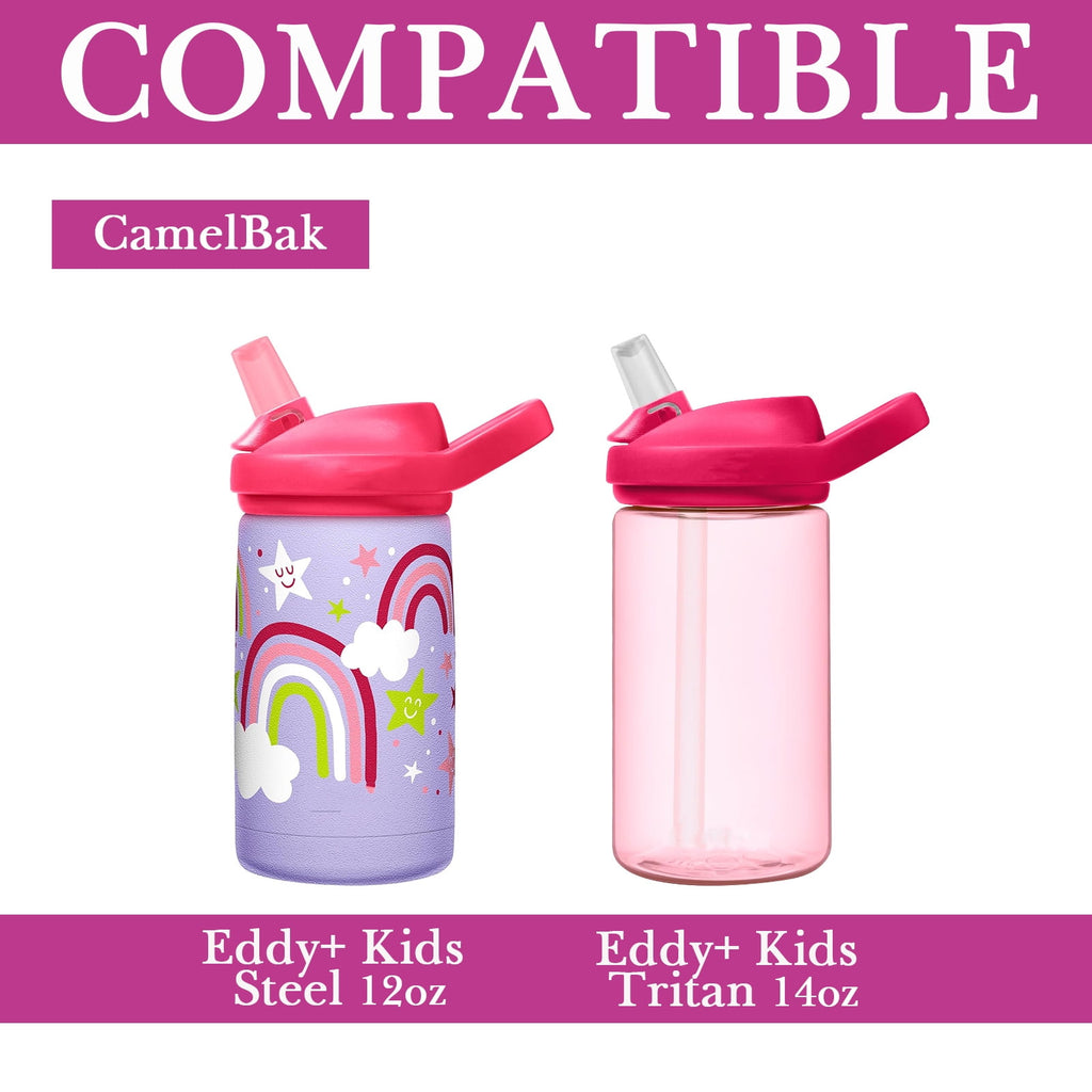 Linkidea Water Bottle Sleeve Compatible with CamelBak Eddy+ Tritan 14oz, Steel 12oz Kids Bottle, Waterbottle Holder Bag with Name Tag, Rose Red KY1W