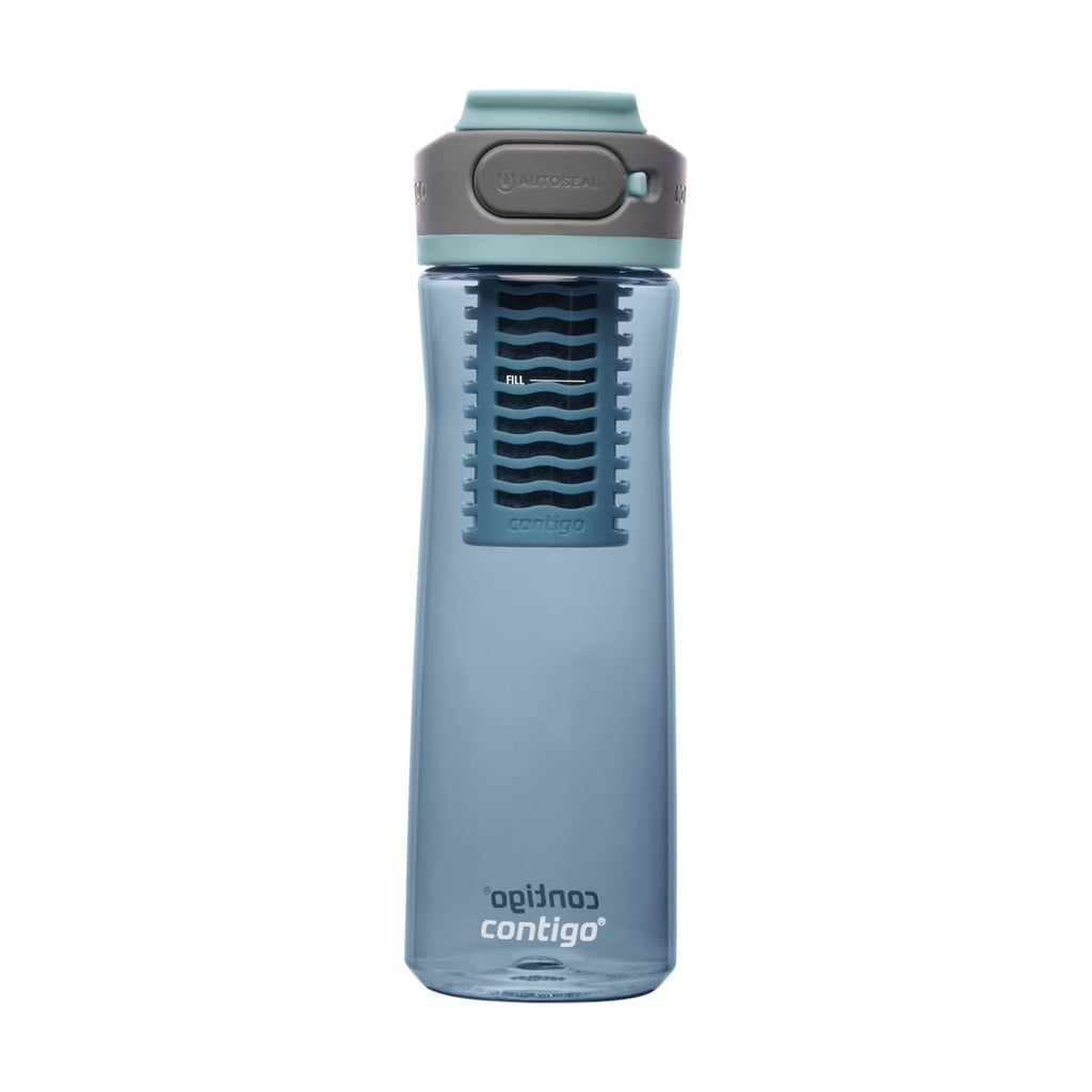 (2 pack) Contigo Clybourn Plastic FreeFlow Filter Water Bottle with AUTOSEAL Lid 24 oz., Dark Ice, with Replacable Filter K2LG