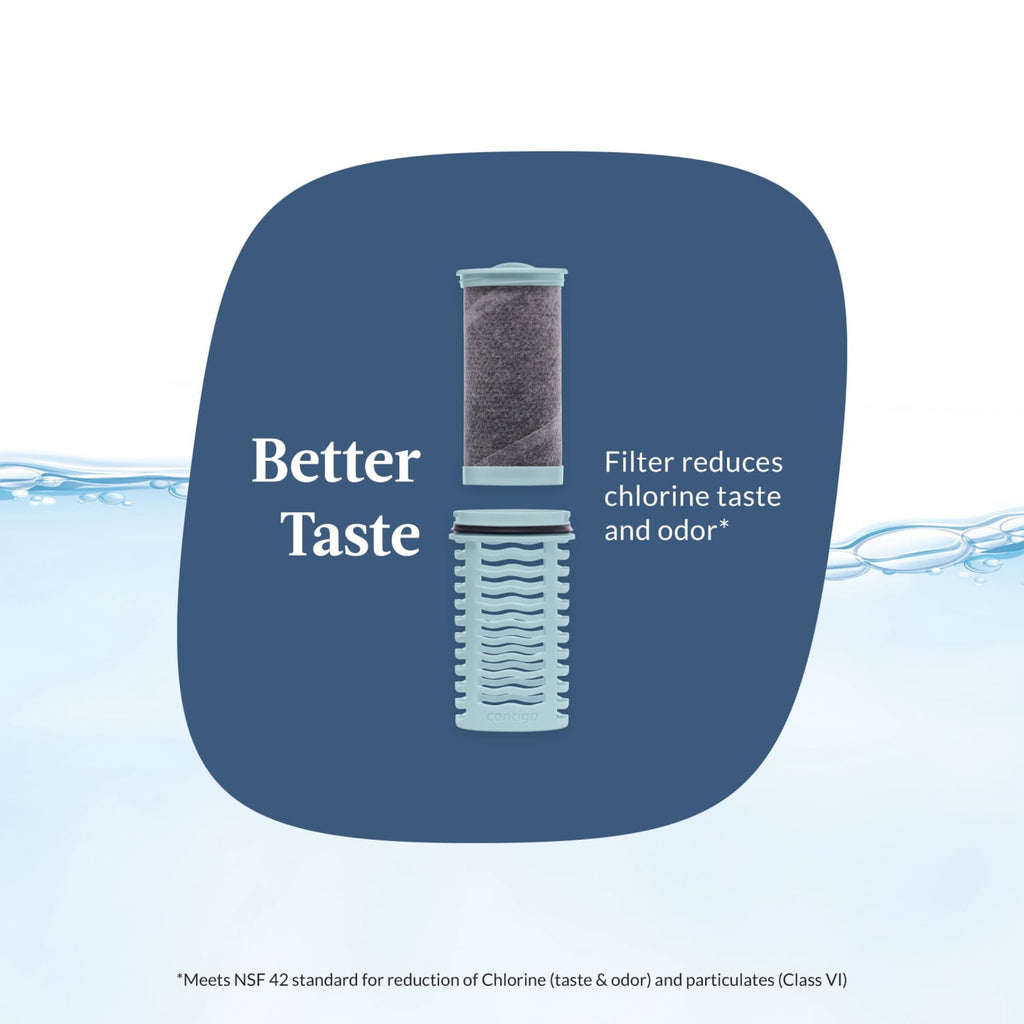 (2 pack) Contigo Clybourn Plastic FreeFlow Filter Water Bottle with AUTOSEAL Lid 24 oz., Dark Ice, with Replacable Filter K2LG