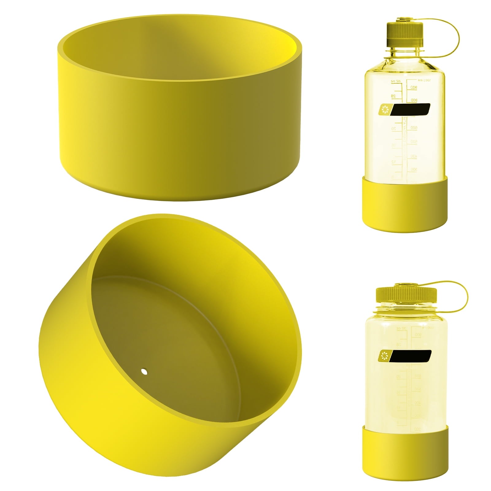 Linkidea 2 Pack Water Bottle Boot Compatible with Nalgene Sustain Wide Mouth 32oz/48oz, Narrow Mouth 32oz, Silicone Anti-Slip Bottle Bottom Bumper Protector (Yellow) HCIN