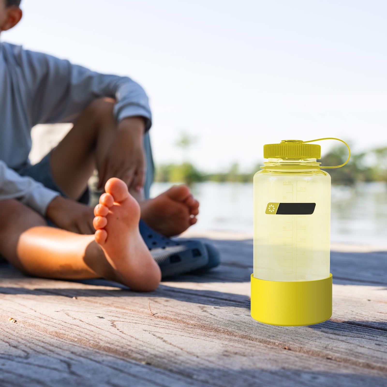Linkidea 2 Pack Water Bottle Boot Compatible with Nalgene Sustain Wide Mouth 32oz/48oz, Narrow Mouth 32oz, Silicone Anti-Slip Bottle Bottom Bumper Protector (Yellow) HCIN