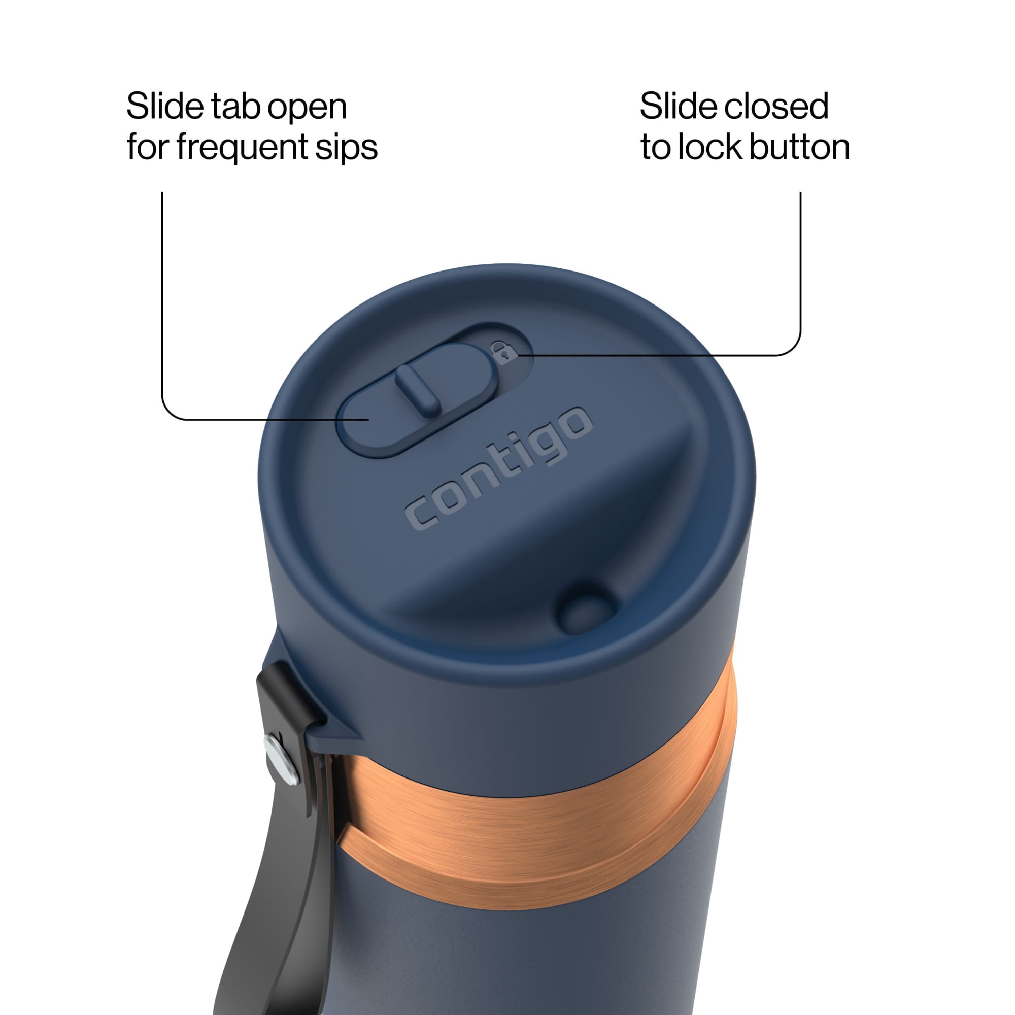 Contigo AutoSeal 16 oz Leakproof Water Bottle with Carrying Strap LHG6