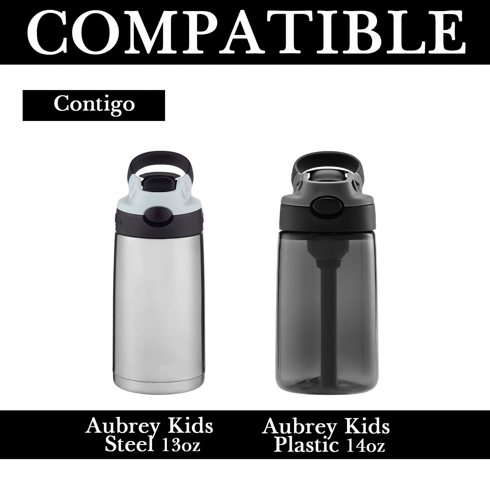 Linkidea Water Bottle Sleeve Compatible with Contigo Aubrey Tritan 14oz, Steel 13oz Kids Bottle, Waterbottle Holder Bag with Name Tag, Black LRVV
