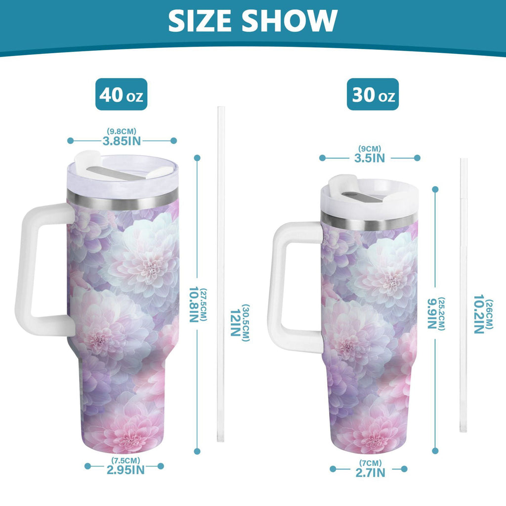 30 oz Insulated Stainless Steel Tumbler Double Wall Stainless Steel Tumbler with 2-Way Drinking Cute Pastel Watercolor Floral 4A58