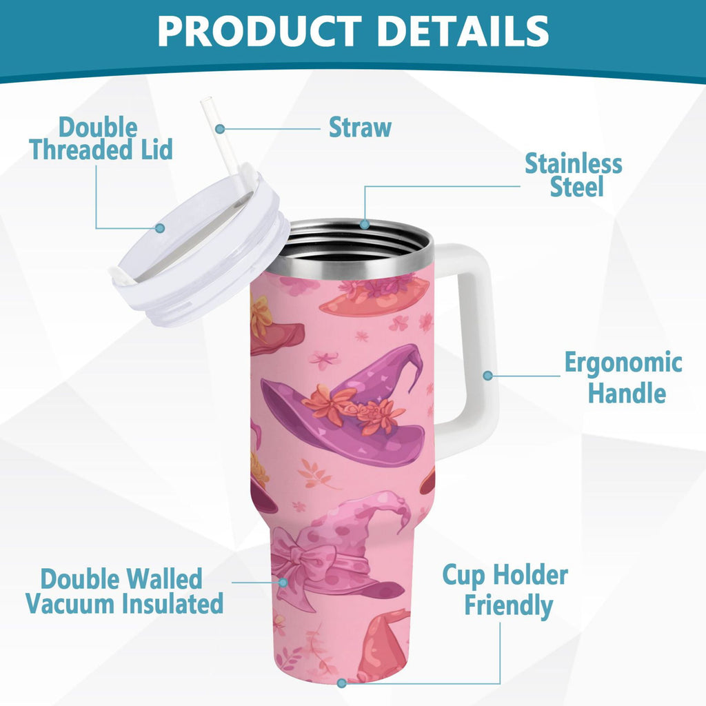 30 oz Insulated Stainless Steel Tumbler Double Wall Stainless Steel Tumbler with 2-Way Drinking Colorful Hat Pattern O6SF