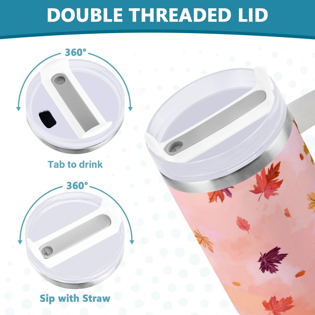 30 oz Insulated Stainless Steel Tumbler Double Wall Stainless Steel Tumbler with 2-Way Drinking Autumn Leaves Falling KXBZ