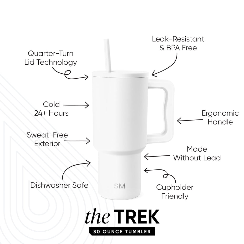 Simple Modern 30 fl oz Insulated Stainless Steel Trek Tumbler with Straw Lid | Seaglass Sage and Cream Checkmate YPTM