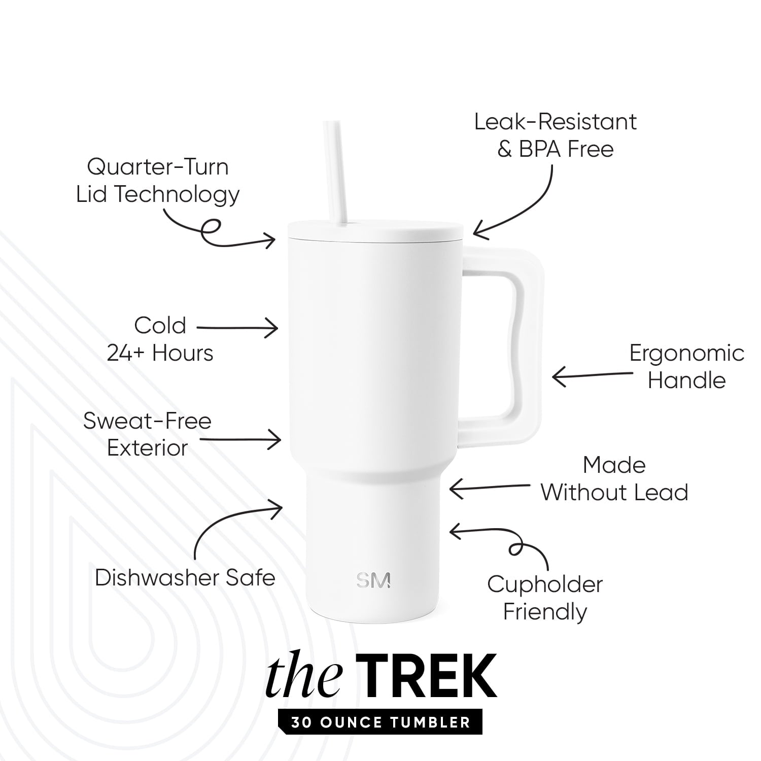 Simple Modern 30 fl oz Insulated Stainless Steel Trek Tumbler with Straw Lid | Seaglass Sage and Cream Checkmate YPTM