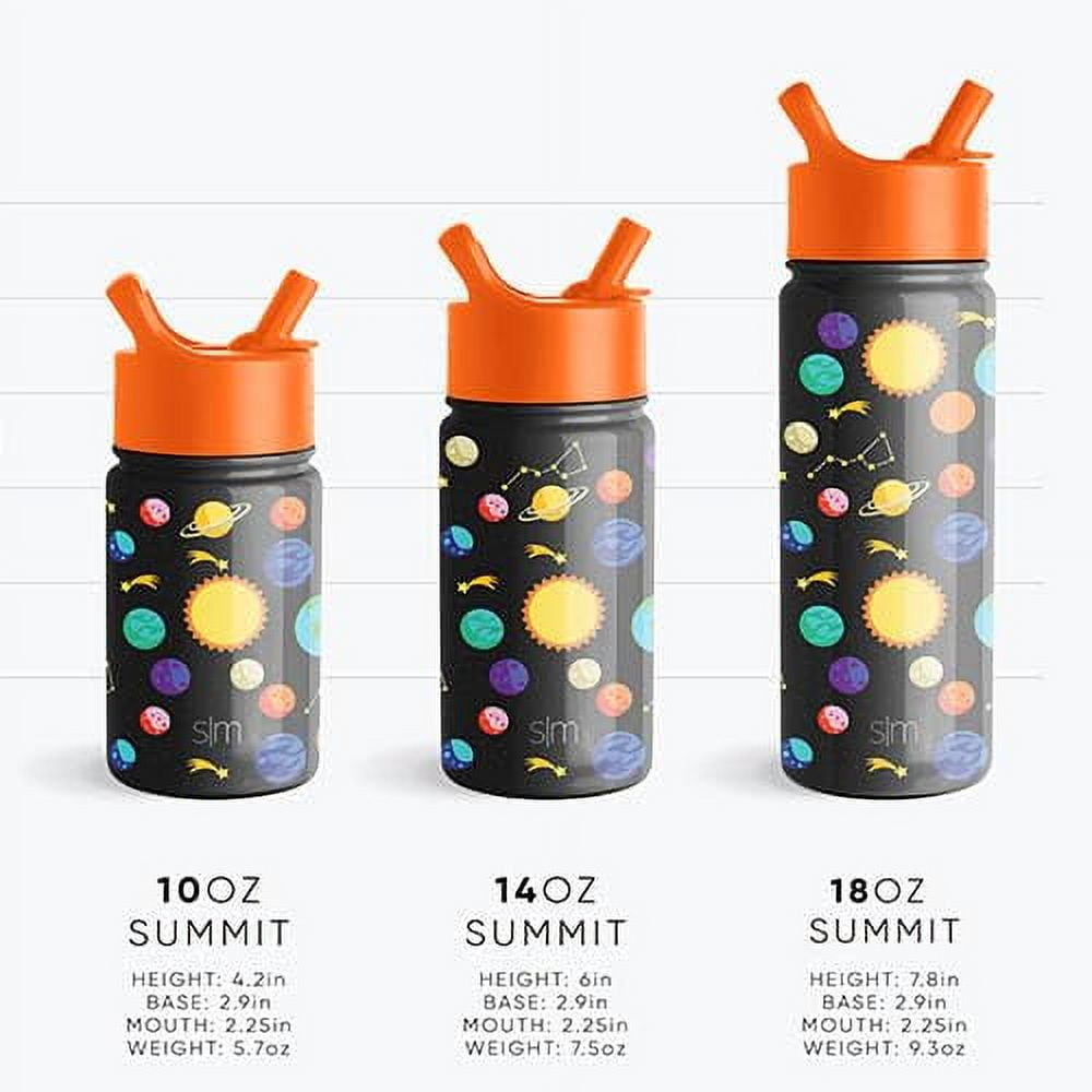 Simple Modern Blippi Kids Water Bottle with Straw Lid | Insulated Stainless Steel Reusable Tumbler for Toddlers, Girls | Summit Collection | 14oz, Blippi Space M094