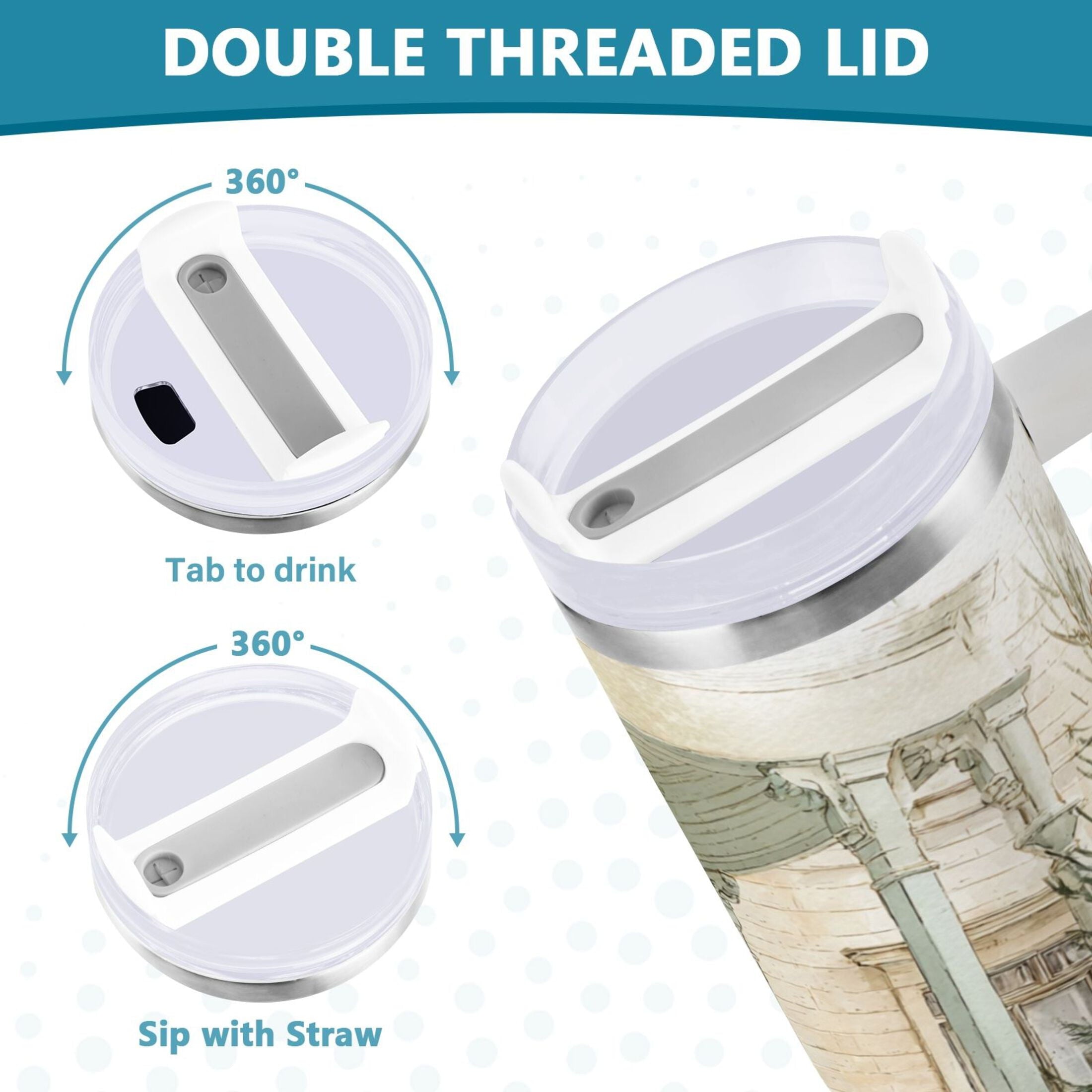 30 oz Insulated Stainless Steel Tumbler Double Wall Stainless Steel Tumbler with 2-Way Drinking Charming Christmas Doorway QPD2