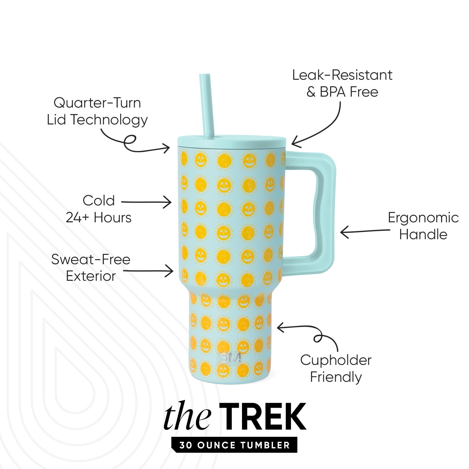 Simple Modern 30 fl oz Insulated Stainless Steel Trek Tumbler with Straw Lid | Seaglass Sage and Cream Checkmate YPTM