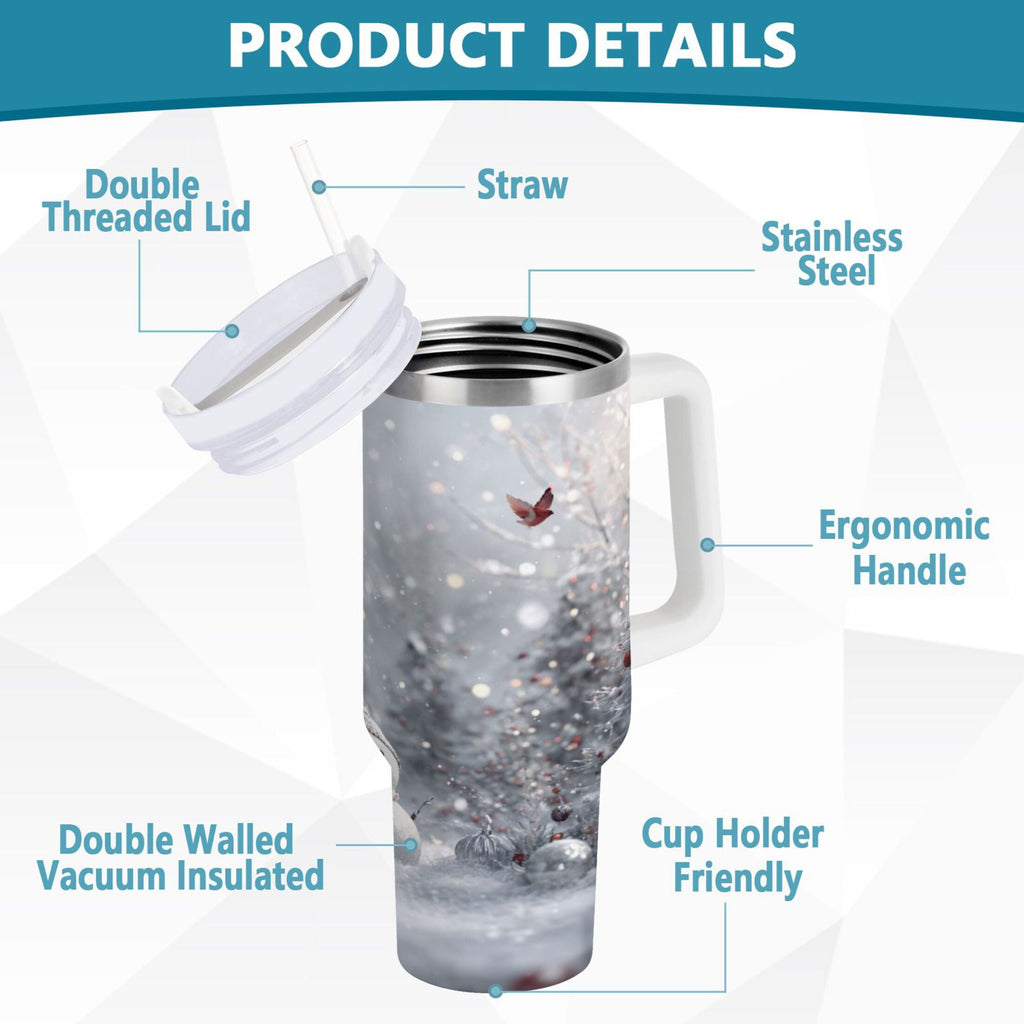 30 oz Insulated Stainless Steel Tumbler Double Wall Stainless Steel Tumbler with 2-Way Drinking Snowy Winter Landscape 6X70
