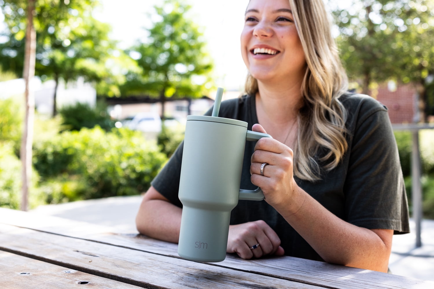 Simple Modern 30 fl oz Insulated Stainless Steel Trek Tumbler with Straw Lid | Seaglass Sage and Cream Checkmate YPTM