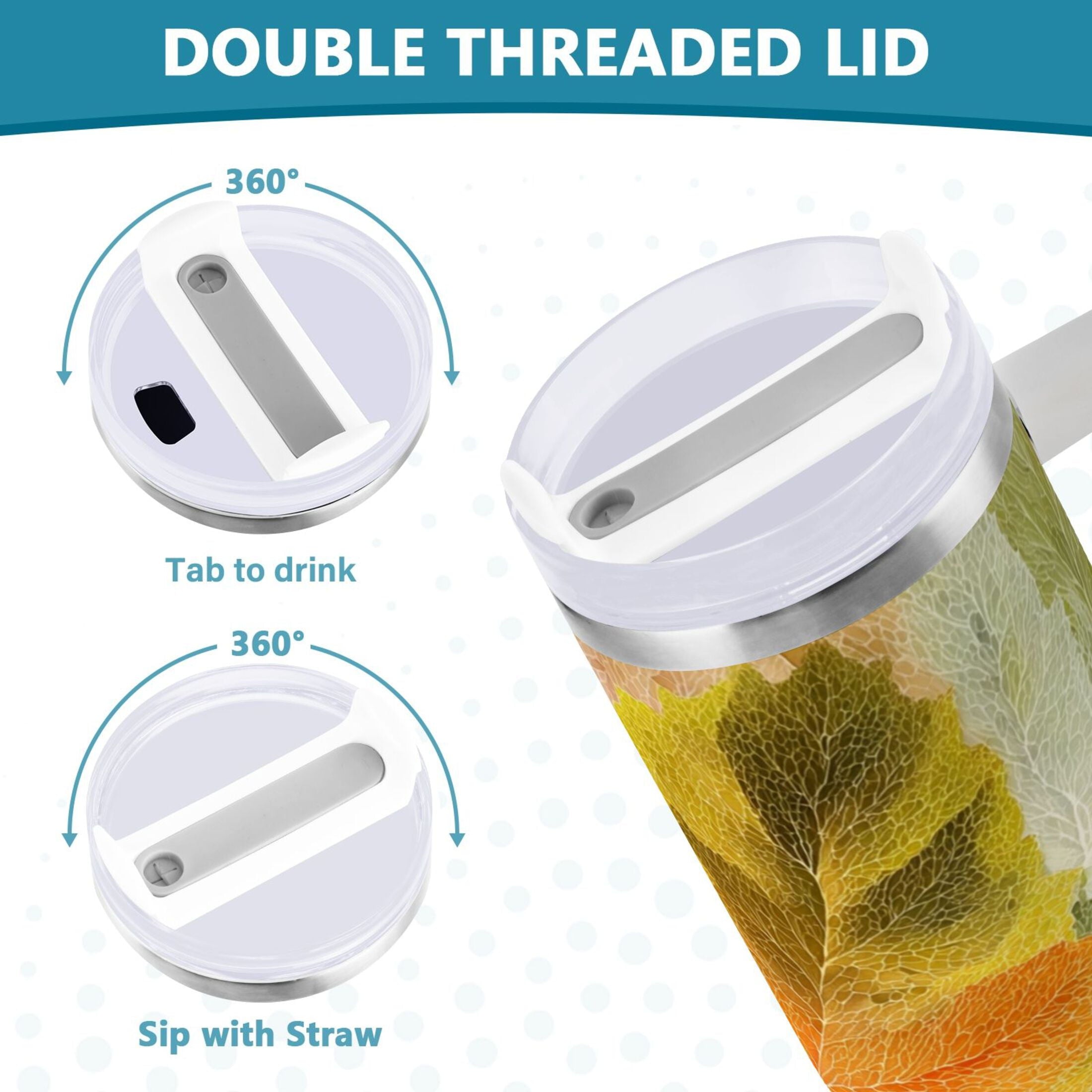 30 oz Insulated Stainless Steel Tumbler Double Wall Stainless Steel Tumbler with 2-Way Drinking Various Shades Autumn Leaves AWPF