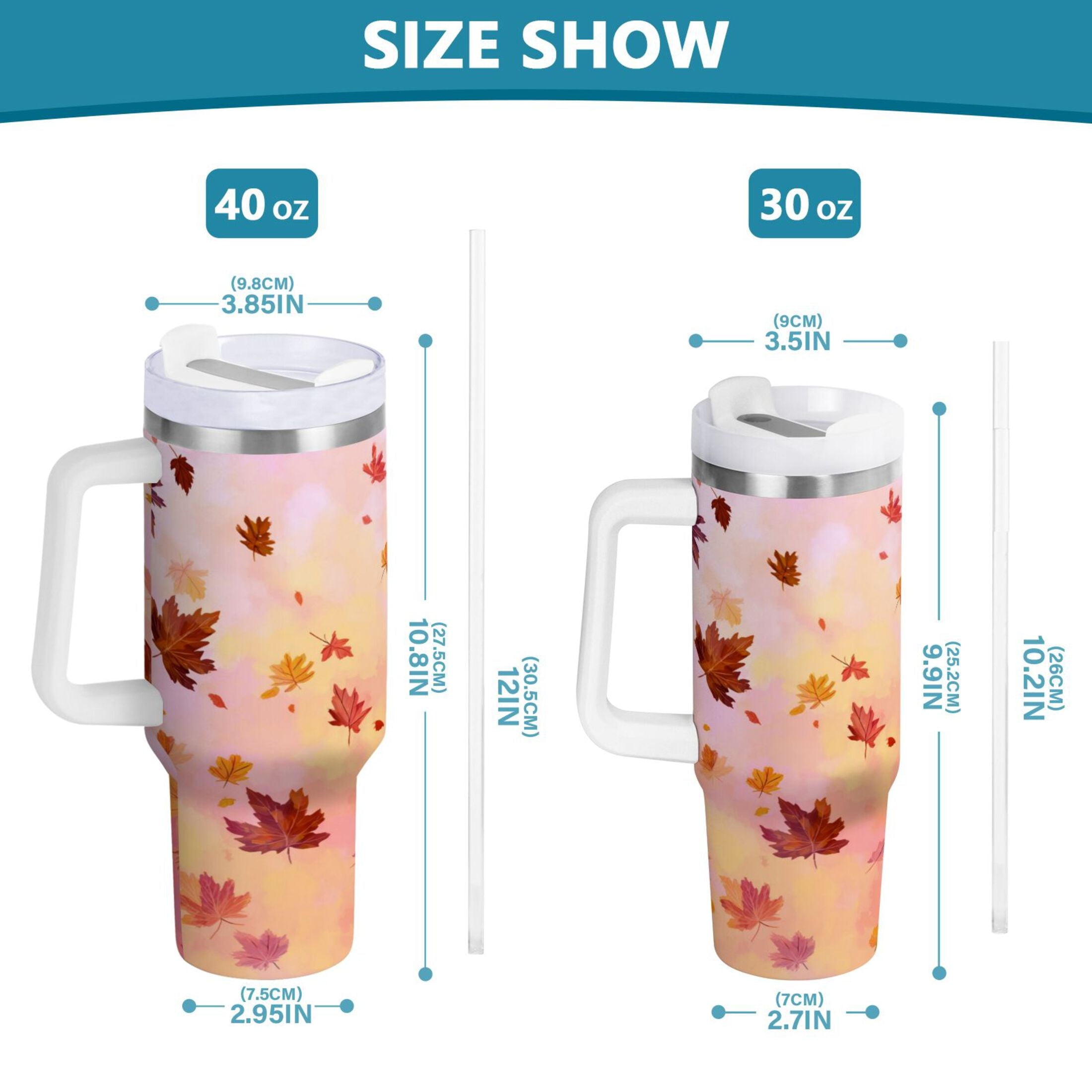 30 oz Insulated Stainless Steel Tumbler Double Wall Stainless Steel Tumbler with 2-Way Drinking Autumn Leaves Falling KXBZ